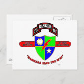 75E RANGER REGIMENT "ARMY RANGERS" BRIEFKAART (Voorkant / Achterkant)