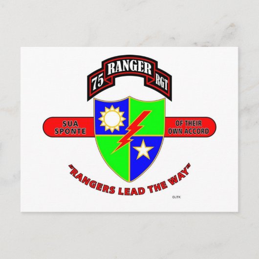 75E RANGER REGIMENT "ARMY RANGERS" BRIEFKAART (Voorkant)