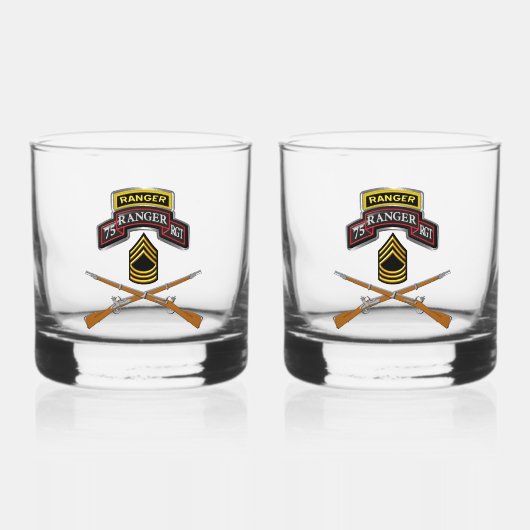 75e Ranger Regiment-hoofdsergeant Whisky Glas (Voorkant)