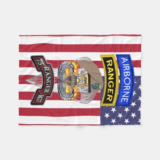 75e Ranger Regiment "Rangers Lead the Way" Fleece Deken (Voorkant (Horizontaal))