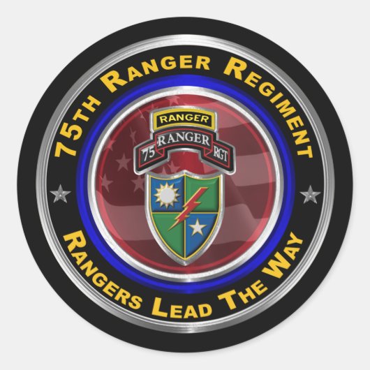 75e Ranger Regiment "Rangers Lead the Way" Ronde Sticker (Voorkant)