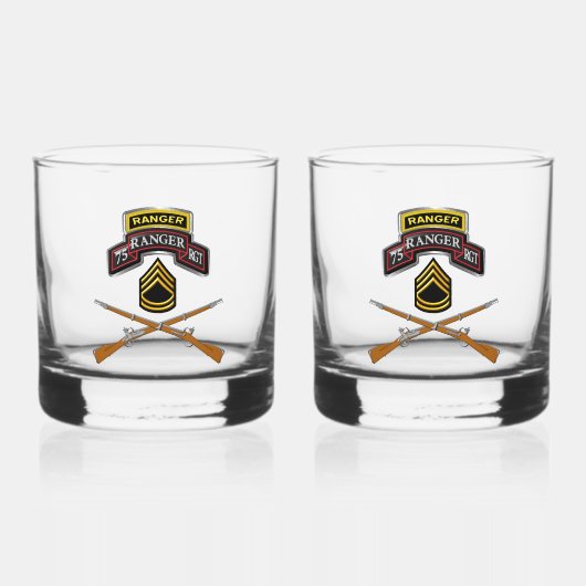 75e Ranger Regiment Sergeant Eerste Klasse Whisky Glas (Voorkant)
