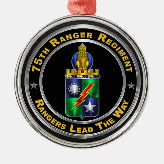 75e Ranger Regimental Crest Kerstmis Metalen Ornament (Voorkant)