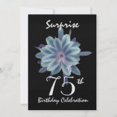 75e Surprise Birthday Party Soft Blue Flower Kaart (Voorkant)