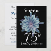 75e Surprise Birthday Party Soft Blue Flower Kaart (Voorkant / Achterkant)