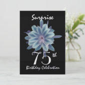 75e Surprise Birthday Party Soft Blue Flower Kaart (Staand voorkant)