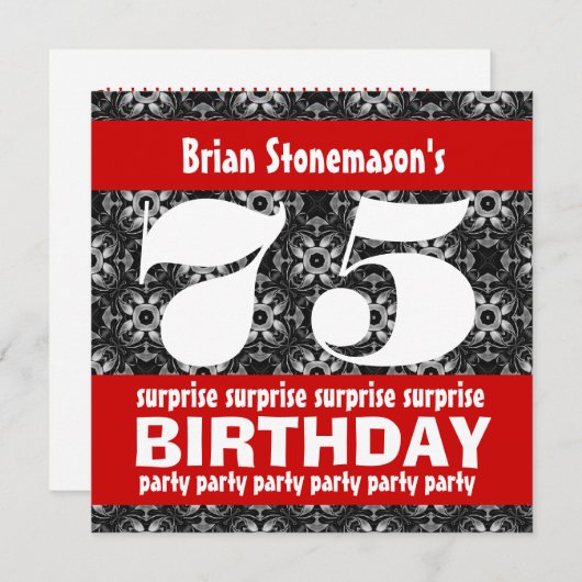 75e surrogaatdag in Black Red White Kaart (Voorkant / Achterkant)