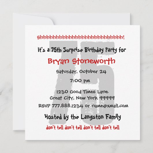 75e surrogaatdag in Black Red White Kaart (Achterkant)