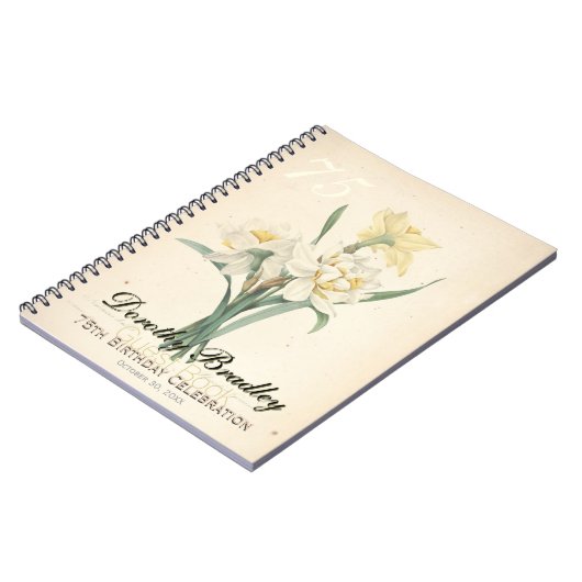 75e thuisdag Narcissus Custom Guest Book Notitieboek (Linkerzijde)
