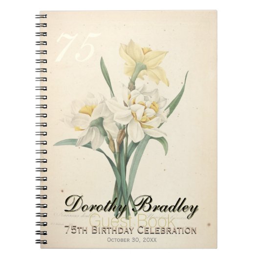 75e thuisdag Narcissus Custom Guest Book Notitieboek (Voorkant)