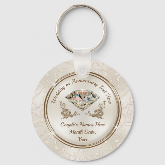 75e tot 60e bruiloft Jubileum Favors Sleutelhanger (Voorkant)