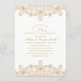 75e trouwdag Elegant Gouden Kant Kaart