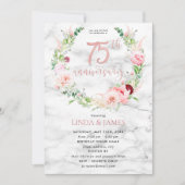 75e trouwdag jubileum Elegante roze gouden bloemen Kaart (Voorkant)