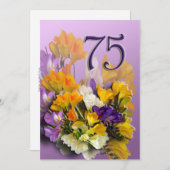 75e uitnodiging van de Birthday Party - Bouquet (Voorkant / Achterkant)