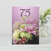 75e uitnodiging van de Birthday Party - Bouquet (Staand voorkant)
