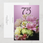75e uitnodiging van de Birthday Party - Bouquet (Voorkant / Achterkant)