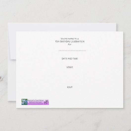 75e uitnodiging van de Birthday Party - Tulips (Achterkant)