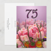 75e uitnodiging van de Birthday Party - Tulips (Voorkant / Achterkant)