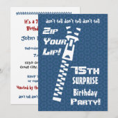 75e URPRISE Birthday Blue Stars Zip Uw Lip Kaart (Voorkant / Achterkant)