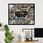 75e Verjaardag 100 Foto's Zwart Goud Proost op Jaa Poster (Thuiskantoor)