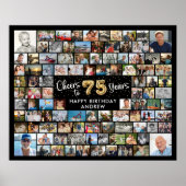 75e Verjaardag 100 Foto's Zwart Goud Proost op Jaa Poster (Voorkant)