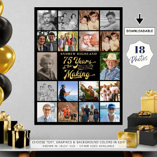 75e verjaardag 18 foto's 75 jaar in de maak poster