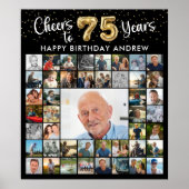 75e verjaardag 45 Photo Collage Hoera voor 75 jaar Poster (Voorkant)