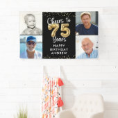 75e verjaardag 4 foto's Proost op 75jaar Confetti Spandoek (Insitu)