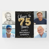 75e verjaardag 4 foto's Proost op 75jaar Confetti Spandoek (Horizontaal)