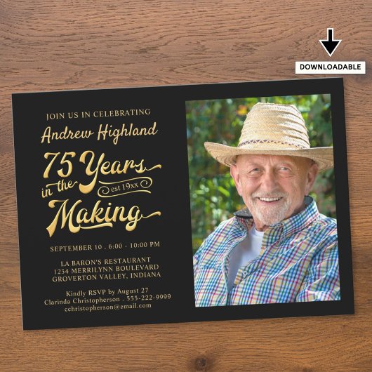 75e verjaardag 75 JAAR IN HET MAKEN van zwart goud Kaart