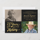 75e verjaardag 75 jaar in het maken van zwart goud kaart (Voorkant)