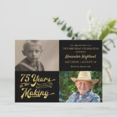 75e verjaardag 75 jaar in het maken van zwart goud kaart (Staand voorkant)