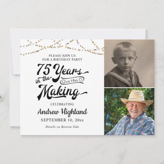 75e verjaardag 75 JAAR IN HET MAKEN van zwart goud Kaart (Voorkant)