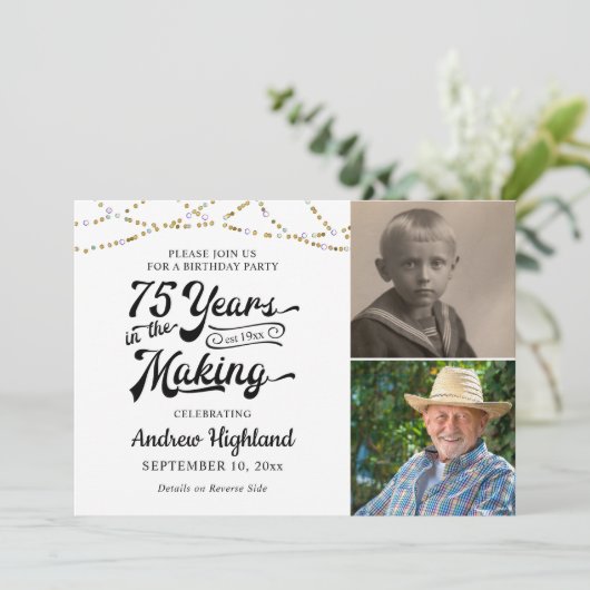 75e verjaardag 75 JAAR IN HET MAKEN van zwart goud Kaart (Staand voorkant)