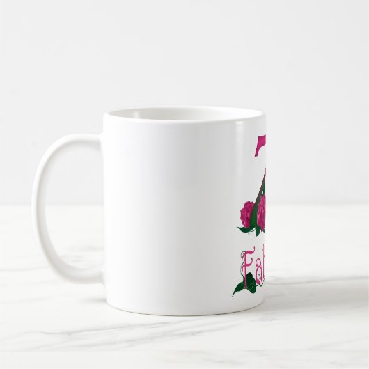 75e verjaardag 75 roze roze mok van rozenbloem (Links)