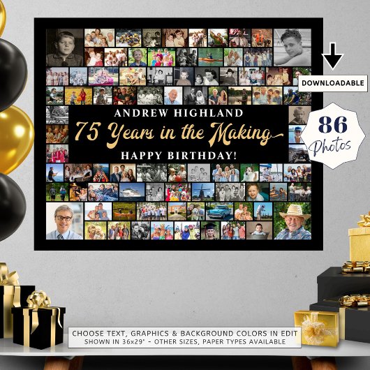 75e verjaardag 86 foto's 75 jaar in de maak poster