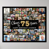 75e Verjaardag 92 Foto's Zwart Goud Proost op Jare Poster (Voorkant)
