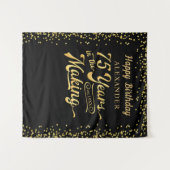 75e verjaardag achtergrond zwart goud confetti wandkleed (Voorkant (horizontaal))