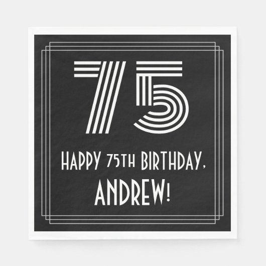 75e verjaardag: Art Deco geïnspireerd look "75" +  Servet (Voorkant)