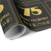 75e verjaardag - Art Deco geïnspireerde look "75"  Cadeaupapier (Rol Hoek)