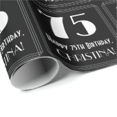 75e verjaardag - Art Deco Geïnspireerde look "75", Cadeaupapier (Rol Hoek)