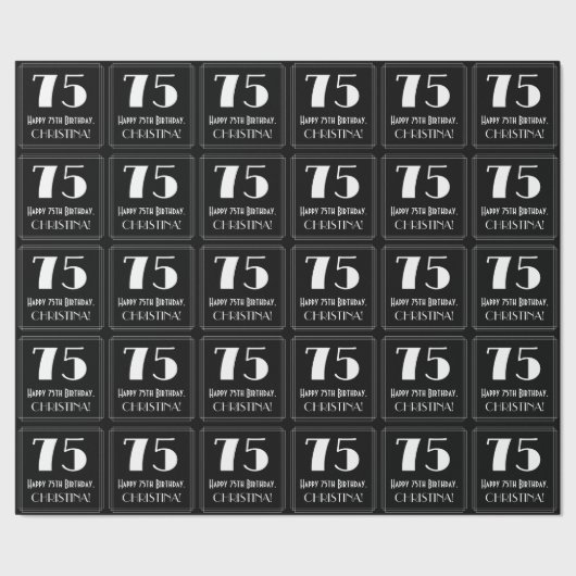 75e verjaardag - Art Deco Geïnspireerde look "75", Cadeaupapier (Zoom)