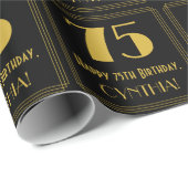 75e verjaardag ~ Art Deco geïnspireerde look "75", Cadeaupapier (Rol Hoek)