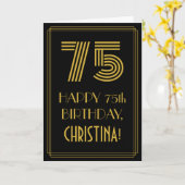 75e verjaardag: Art Deco Geïnspireerde look "75" e Kaart (Gele Bloem)