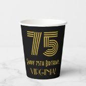 75e verjaardag: Art Deco Geïnspireerde look "75" e Papieren Bekers (Achterkant)