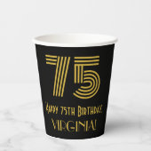 75e verjaardag: Art Deco Geïnspireerde look "75" e Papieren Bekers (Voorkant)