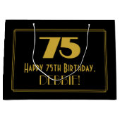 75e verjaardag — Art Deco geïnspireerde look "75"  Groot Cadeauzakje (Voorkant)