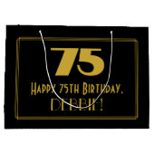 75e verjaardag — Art Deco geïnspireerde look "75"  Groot Cadeauzakje (Achterkant)