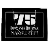 75e verjaardag ~ Art Deco geïnspireerde look "75"  Groot Cadeauzakje (Achterkant)