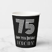 75e verjaardag — Art Deco Geïnspireerde look "75"  Papieren Bekers (Voorkant)